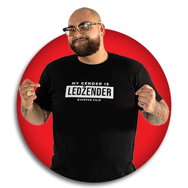 Strýco Filip v tričku Ledžender